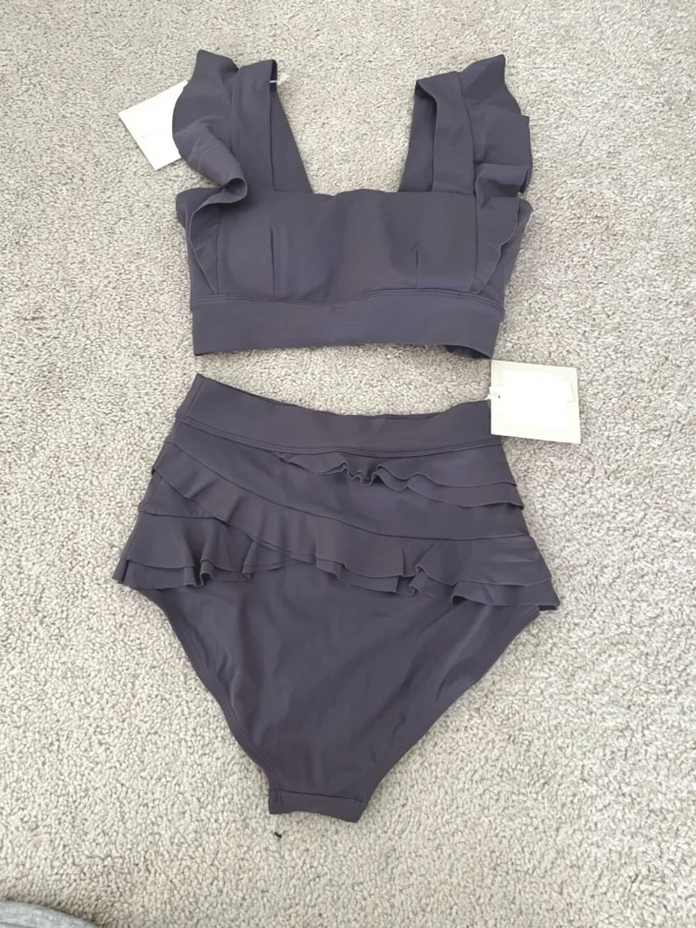 NWT Visual Mood SERENA RUFFLED BIKINI‎ SET - LAVENDER size XS S